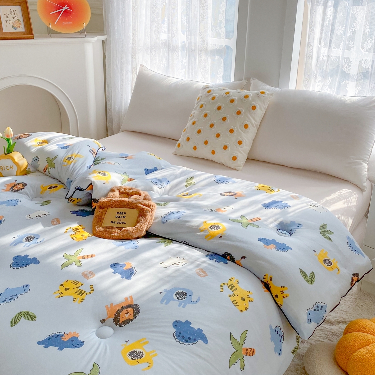 91家纺网 家纺一手货源 找家纺 小叮当家纺仓储工厂店 2025年新款A类母婴级宝宝被子豆豆绒牛奶针织棉被子儿童被子豆豆被大豆被春秋 牛奶针织被-海岛乐园