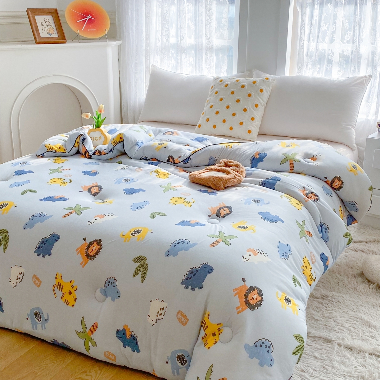 91家纺网 家纺一手货源 找家纺 小叮当家纺仓储工厂店 2025年新款A类母婴级宝宝被子豆豆绒牛奶针织棉被子儿童被子豆豆被大豆被春秋 牛奶针织被-海岛乐园