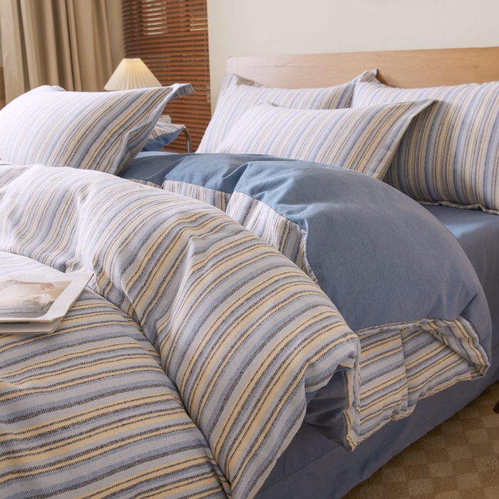 91家纺网 家纺一手货源 找家纺 大吉 2025新款加厚活性喷气磨毛棉四件套被套床单床笠学生单人三件套 星晴-蓝