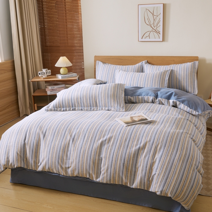 91家纺网 家纺一手货源 找家纺 大吉 2025新款加厚活性喷气磨毛棉四件套被套床单床笠学生单人三件套 星晴-蓝