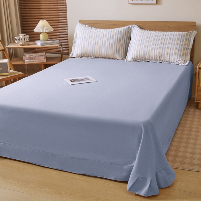 91家纺网 家纺一手货源 找家纺 大吉 2025新款加厚活性喷气磨毛棉四件套被套床单床笠学生单人三件套 星晴-蓝