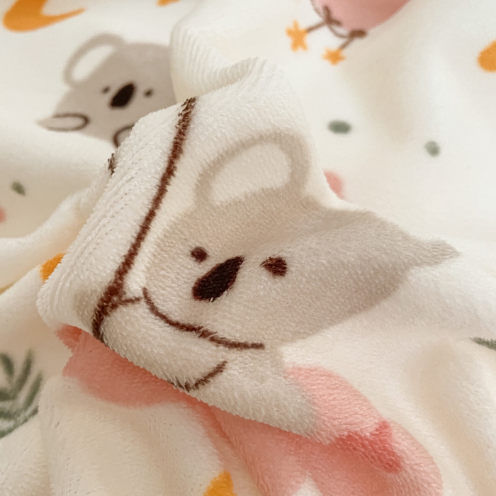 91家纺网 家纺一手货源 找家纺 云玲时尚 2025新款高克重牛奶绒印花床盖四件套 考拉