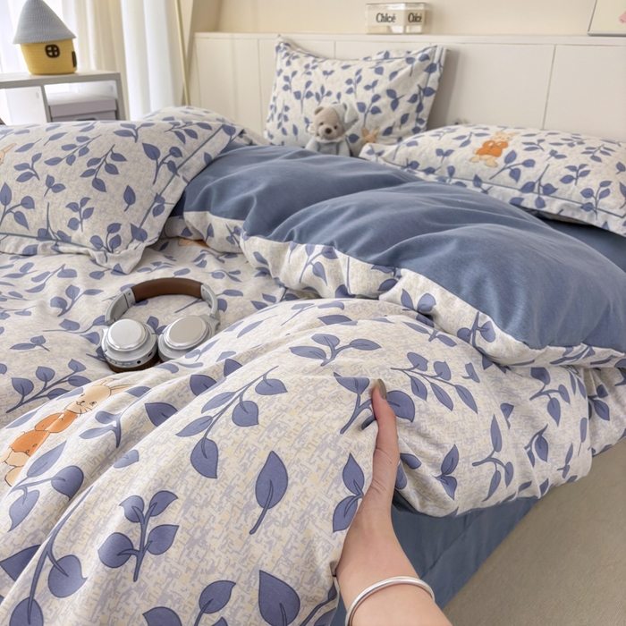 91家纺网 家纺一手货源 找家纺 大吉 2025新款加厚活性喷气磨毛棉四件套被套床单床笠学生单人三件套 元气小兔