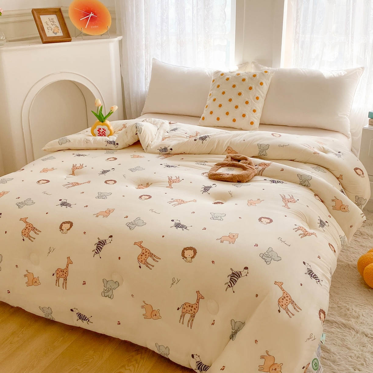 91家纺网 家纺一手货源 找家纺 小叮当家纺仓储工厂店 2025年新款A类母婴级宝宝被子豆豆绒牛奶针织棉被子儿童被子豆豆被大豆被春秋 牛奶针织被-动物乐园