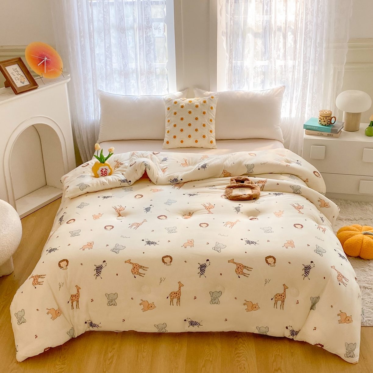 91家纺网 家纺一手货源 找家纺 小叮当家纺仓储工厂店 2025年新款A类母婴级宝宝被子豆豆绒牛奶针织棉被子儿童被子豆豆被大豆被春秋 牛奶针织被-动物乐园