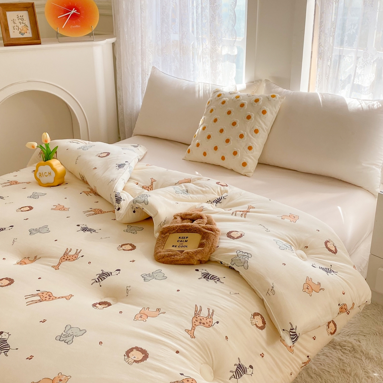 91家纺网 家纺一手货源 找家纺 小叮当家纺仓储工厂店 2025年新款A类母婴级宝宝被子豆豆绒牛奶针织棉被子儿童被子豆豆被大豆被春秋 牛奶针织被-动物乐园