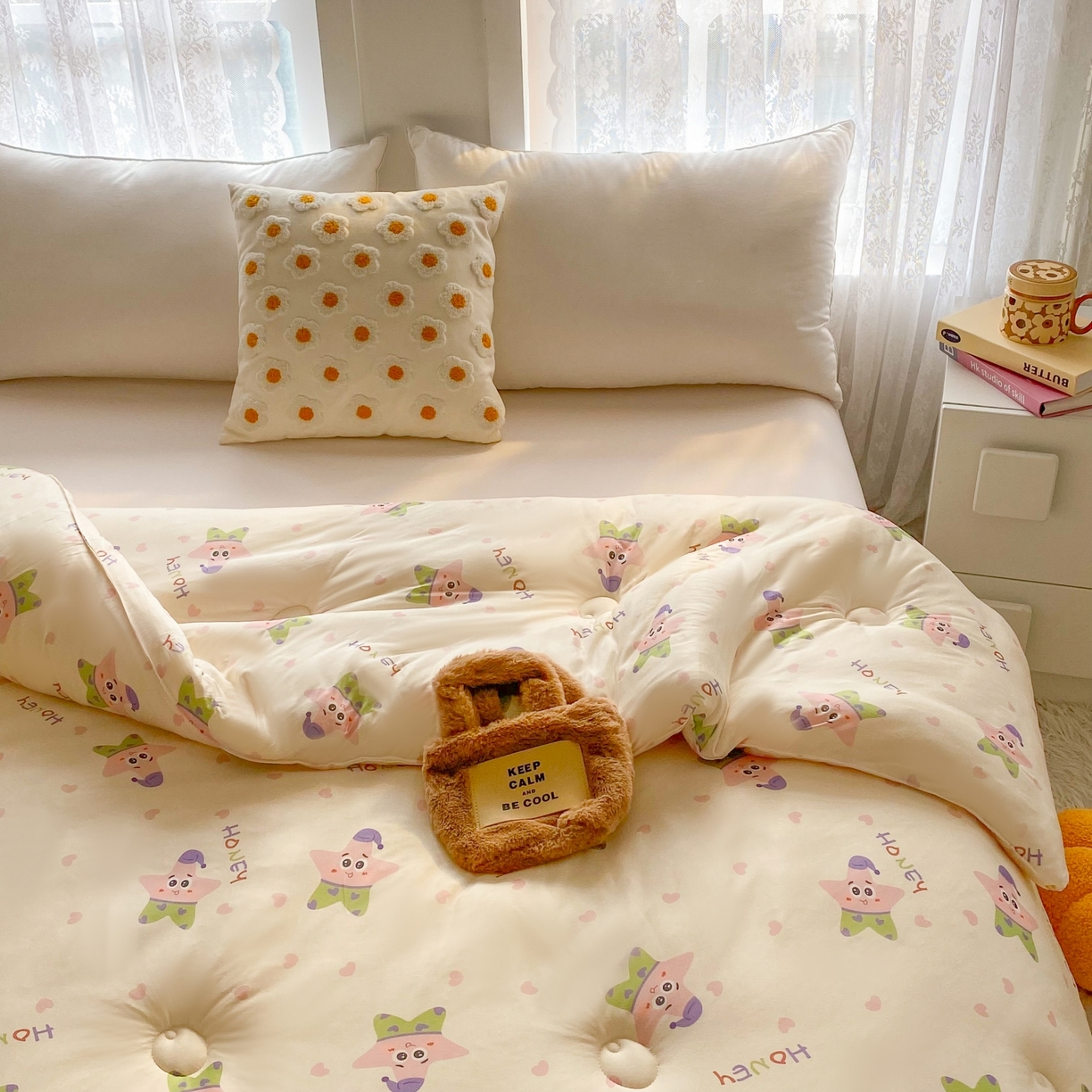 91家纺网 家纺一手货源 找家纺 小叮当家纺仓储工厂店 2025年新款A类母婴级宝宝被子豆豆绒牛奶针织棉被子儿童被子豆豆被大豆被春秋 牛奶针织被-快乐海星