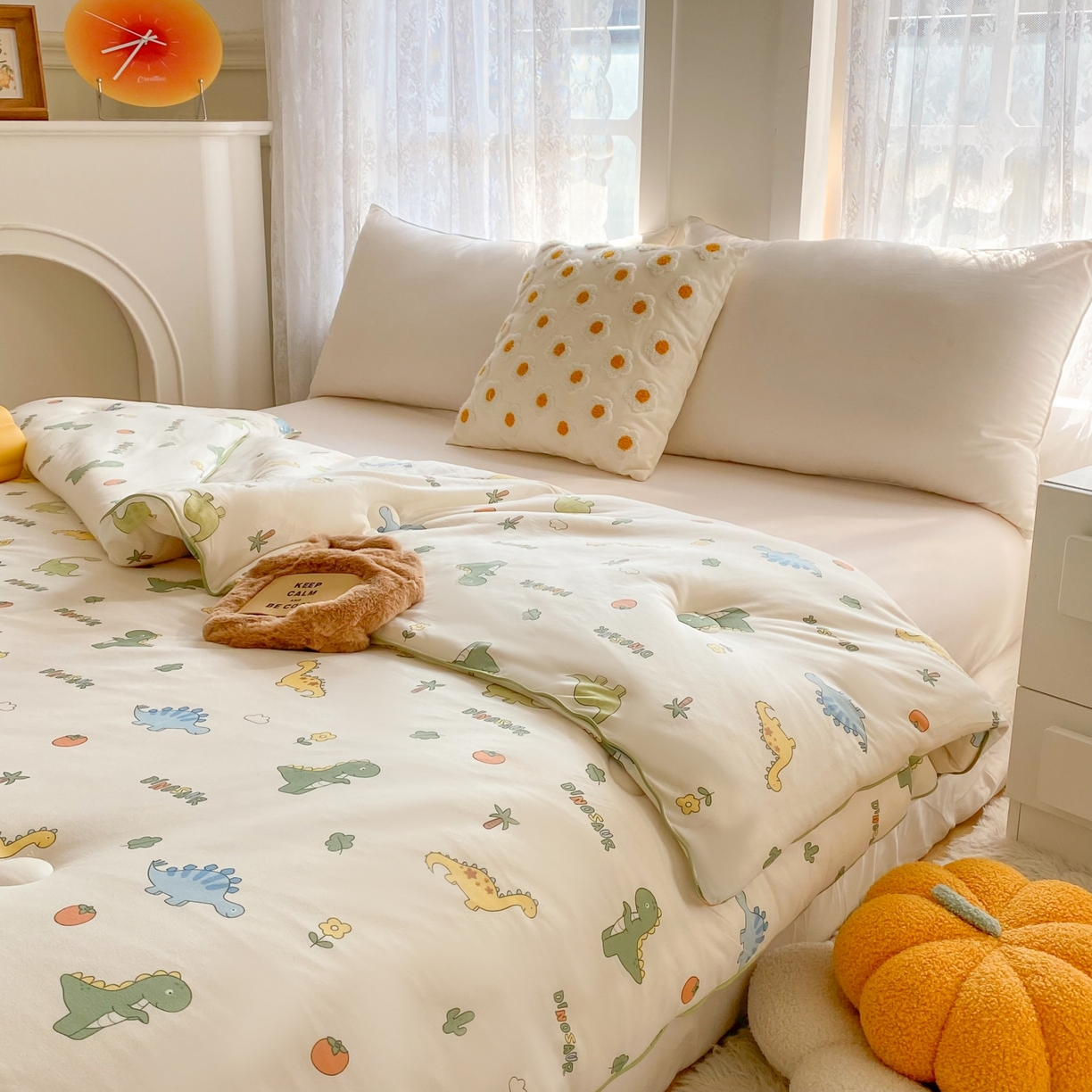 91家纺网 家纺一手货源 找家纺 小叮当家纺仓储工厂店 2025年新款A类母婴级宝宝被子豆豆绒牛奶针织棉被子儿童被子豆豆被大豆被春秋 牛奶针织被-卡通小恐龙