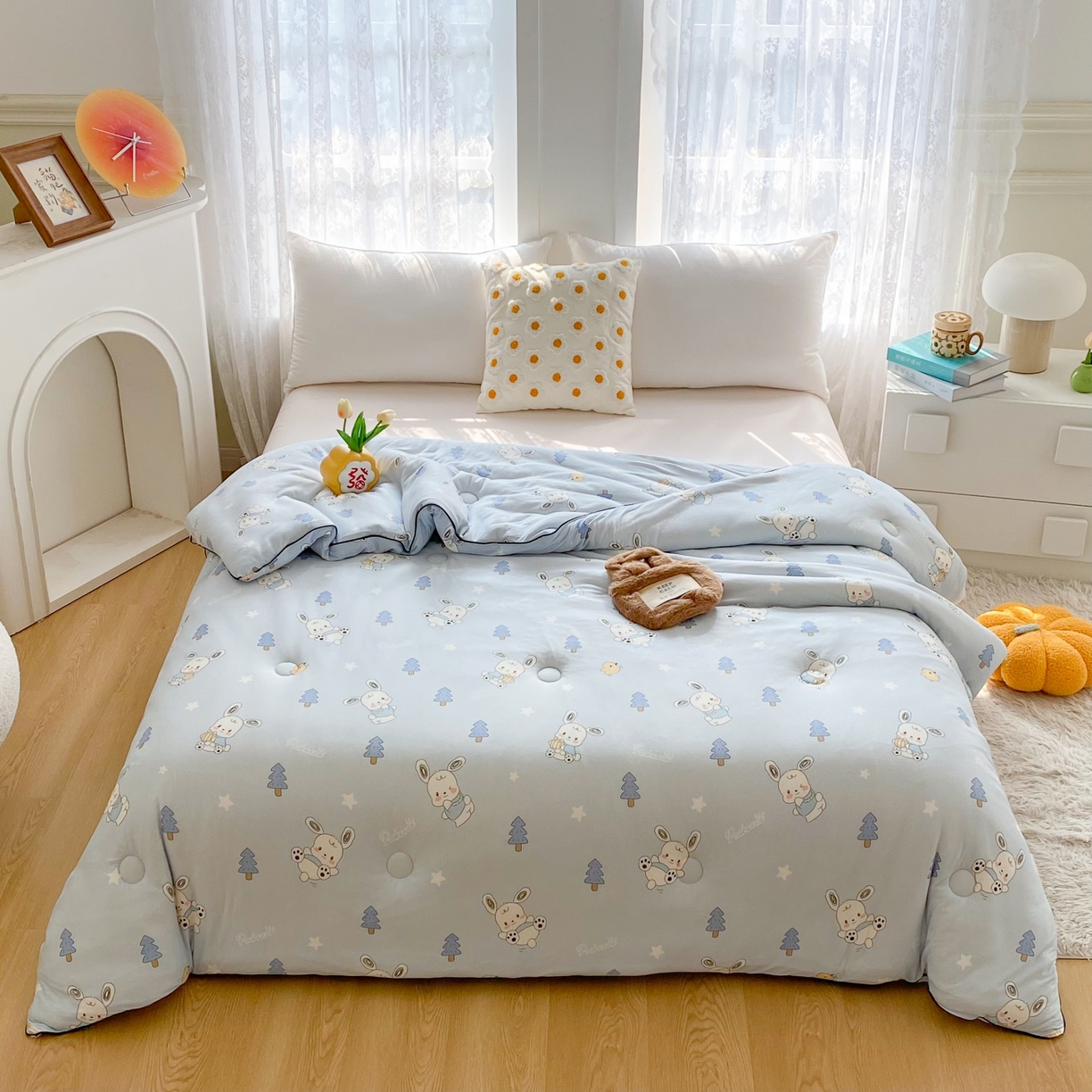 91家纺网 家纺一手货源 找家纺 小叮当家纺仓储工厂店 2025年新款A类母婴级宝宝被子豆豆绒牛奶针织棉被子儿童被子豆豆被大豆被春秋 牛奶针织被-帕恰狗蓝