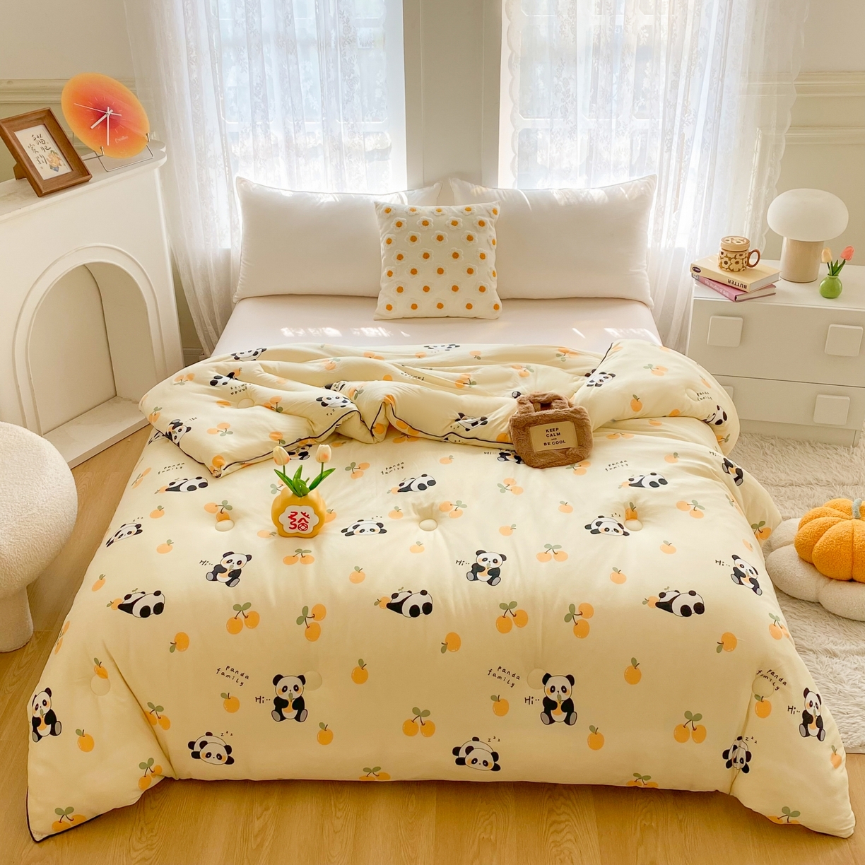 91家纺网 家纺一手货源 找家纺 小叮当家纺仓储工厂店 2025年新款A类母婴级宝宝被子豆豆绒牛奶针织棉被子儿童被子豆豆被大豆被春秋 牛奶针织被-熊猫乐园