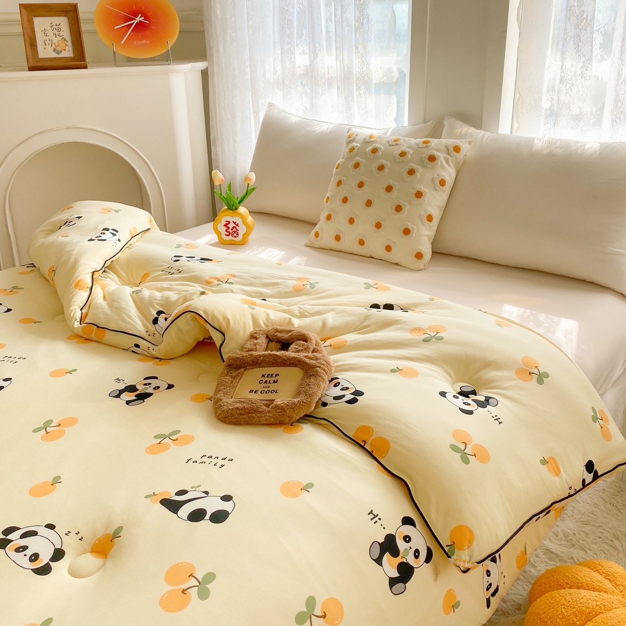 91家纺网 家纺一手货源 找家纺 小叮当家纺仓储工厂店 2025年新款A类母婴级宝宝被子豆豆绒牛奶针织棉被子儿童被子豆豆被大豆被春秋 牛奶针织被-熊猫乐园