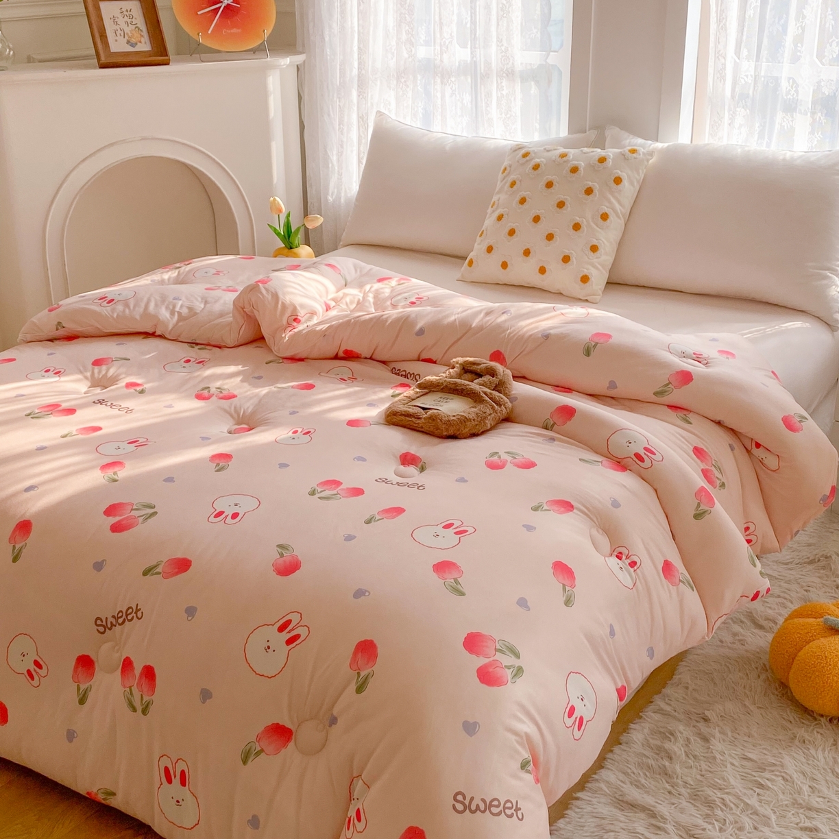 91家纺网 家纺一手货源 找家纺 小叮当家纺仓储工厂店 2025年新款A类母婴级宝宝被子豆豆绒牛奶针织棉被子儿童被子豆豆被大豆被春秋 牛奶针织被-郁金香免