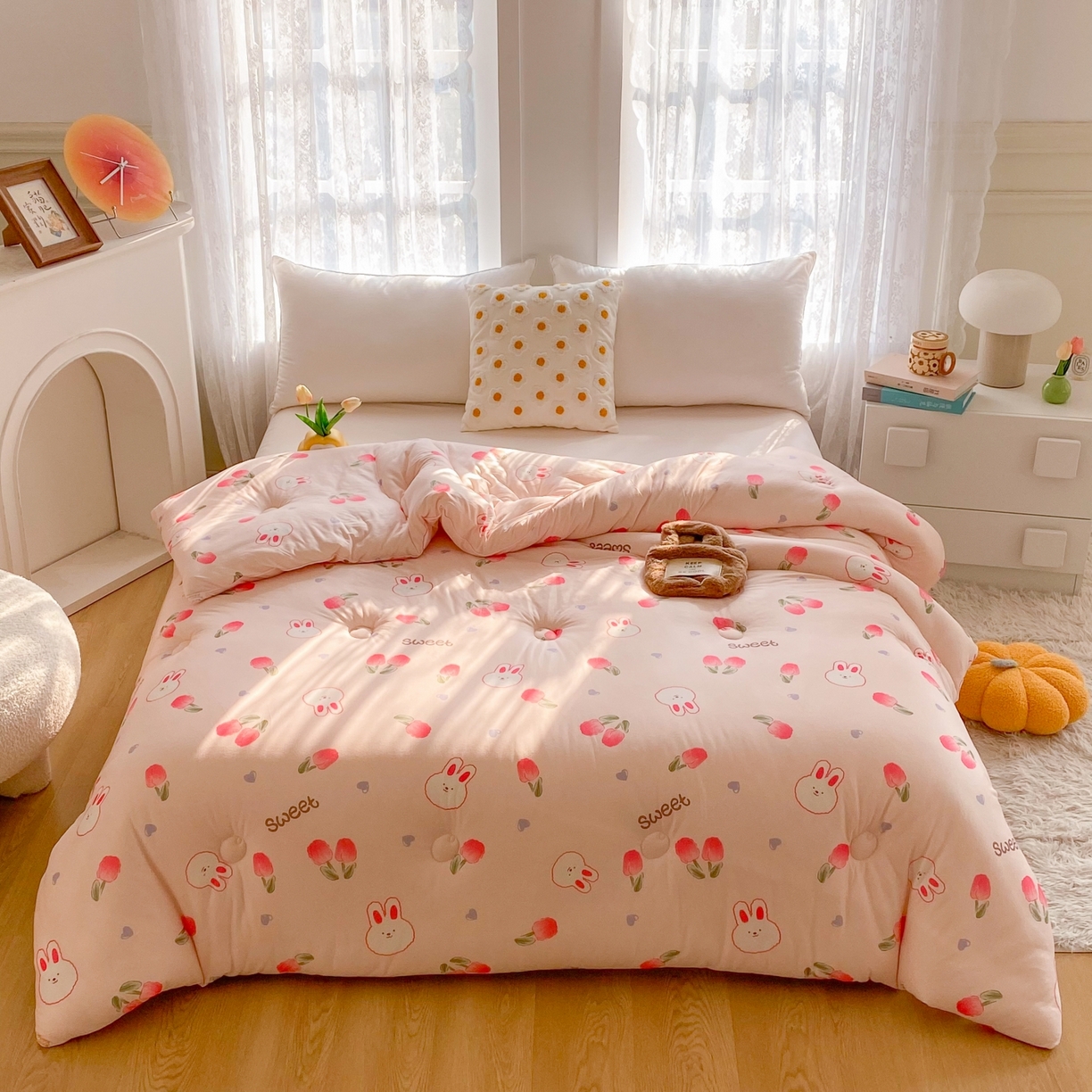 91家纺网 家纺一手货源 找家纺 小叮当家纺仓储工厂店 2025年新款A类母婴级宝宝被子豆豆绒牛奶针织棉被子儿童被子豆豆被大豆被春秋 牛奶针织被-郁金香免