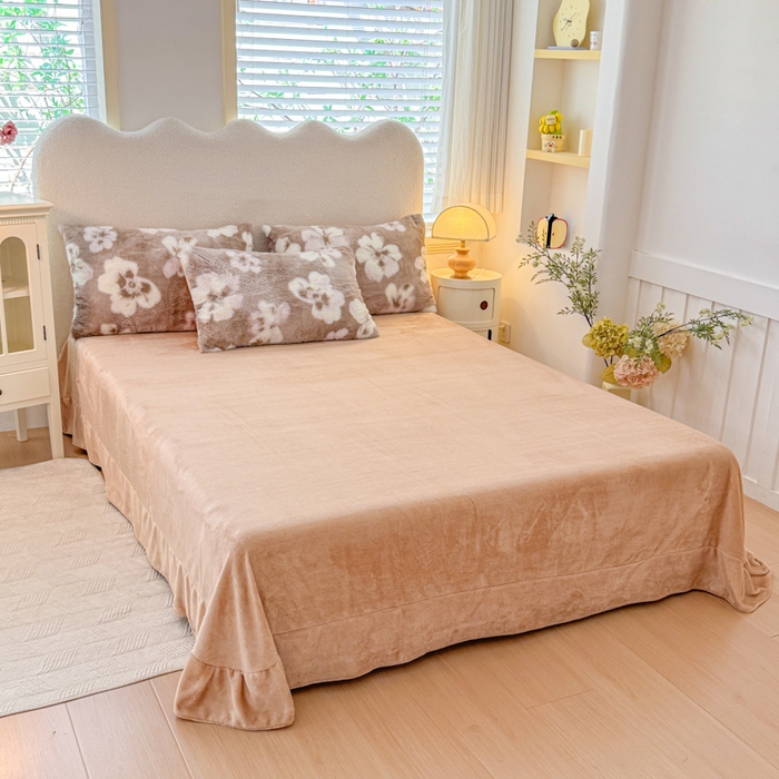 91家纺网 家纺一手货源 找家纺 爱多多家居 2025新款印花美拉德兔毛印花四件套单被套 繁花