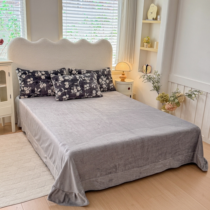 91家纺网 家纺一手货源 找家纺 爱多多家居 2025新款印花美拉德兔毛印花四件套单被套 莫奈花园