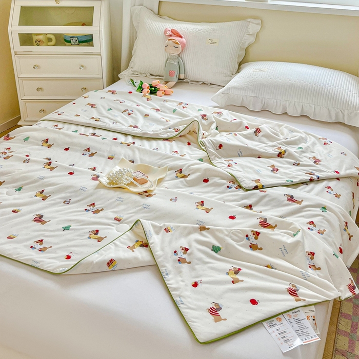 91家纺网 家纺一手货源 找家纺 小叮当家纺仓储工厂店 2025年新款A类母婴级宝宝被子豆豆绒牛奶针织棉被子儿童被子豆豆被大豆被春秋 牛奶针织被-可爱腊肠