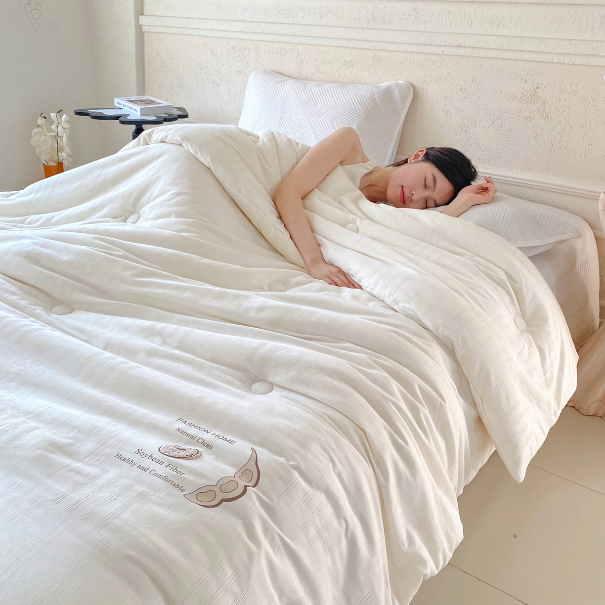 91家纺网 家纺一手货源 找家纺 （总）小叮当家纺仓储工厂店 2025新款A类全棉提花华夫格立体绒百分之30大豆被拉链款单边被子被芯