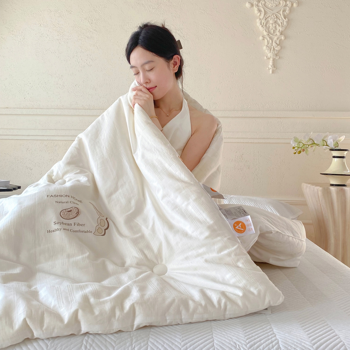 91家纺网 家纺一手货源 找家纺 （总）小叮当家纺仓储工厂店 2025新款A类全棉提花华夫格立体绒百分之30大豆被拉链款单边被子被芯