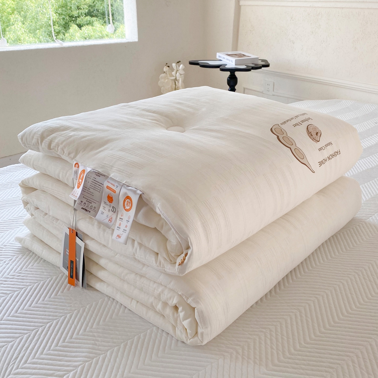 91家纺网 家纺一手货源 找家纺 （总）小叮当家纺仓储工厂店 2025新款A类全棉提花华夫格立体绒百分之30大豆被拉链款单边被子被芯