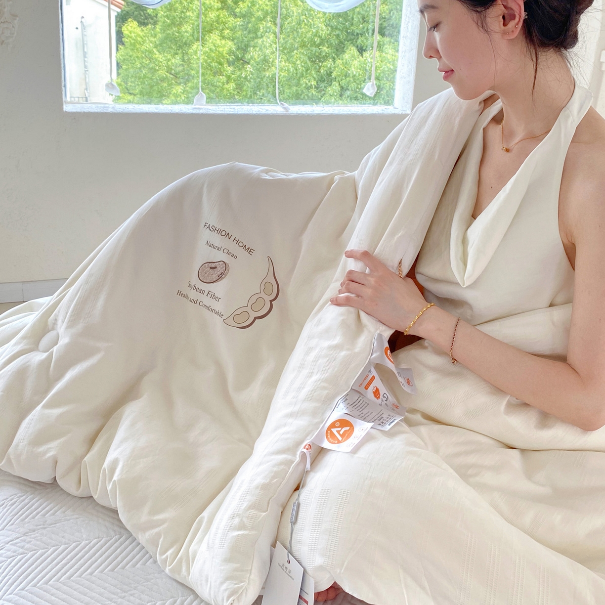 91家纺网 家纺一手货源 找家纺 （总）小叮当家纺仓储工厂店 2025新款A类全棉提花华夫格立体绒百分之30大豆被拉链款单边被子被芯