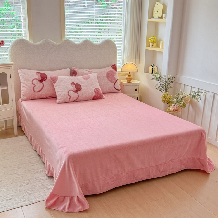 91家纺网 家纺一手货源 找家纺 爱多多家居 2025新款印花美拉德兔毛印花四件套单被套 米妮