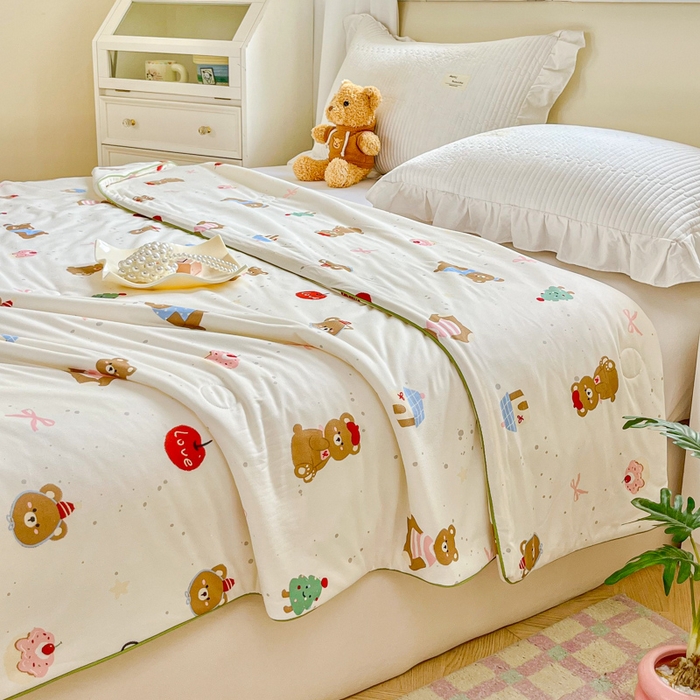 91家纺网 家纺一手货源 找家纺 小叮当家纺仓储工厂店 2025年新款A类母婴级宝宝被子豆豆绒牛奶针织棉被子儿童被子豆豆被大豆被春秋 牛奶针织被-圣诞小熊