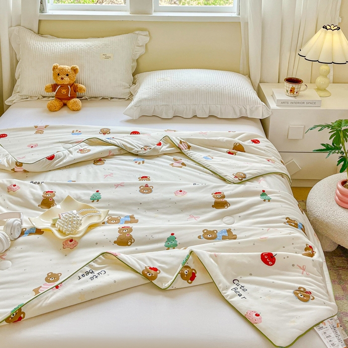 91家纺网 家纺一手货源 找家纺 小叮当家纺仓储工厂店 2025年新款A类母婴级宝宝被子豆豆绒牛奶针织棉被子儿童被子豆豆被大豆被春秋 牛奶针织被-圣诞小熊