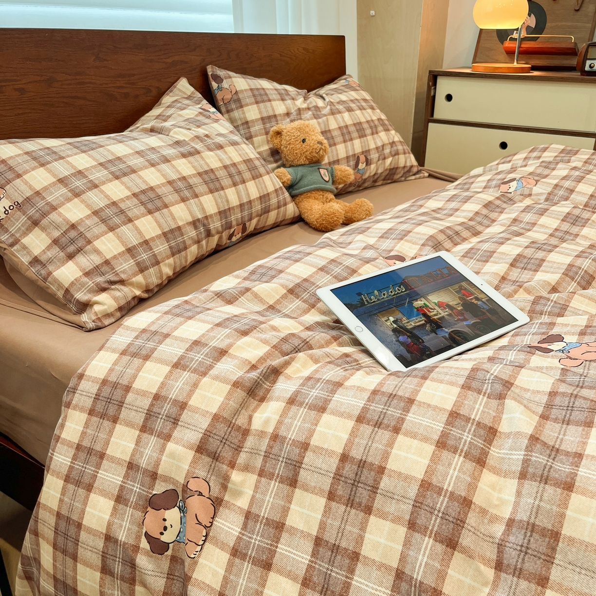 91家纺网 家纺一手货源 找家纺 小叮当家纺仓储工厂店 2025新款提供买家秀爆款花型不断货美拉德卡通全棉纯棉磨毛四件套 童趣