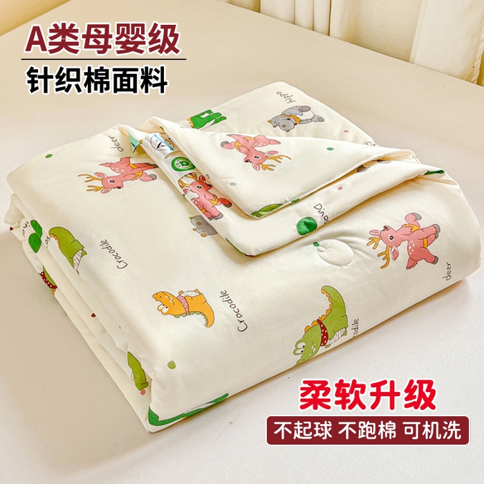 91家纺网 家纺一手货源 找家纺 小叮当家纺仓储工厂店 2025年新款A类母婴级宝宝被子豆豆绒牛奶针织棉被子儿童被子豆豆被大豆被春秋 牛奶针织被-小鳄鱼