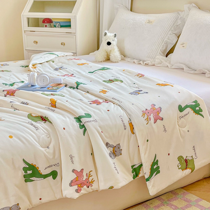 91家纺网 家纺一手货源 找家纺 小叮当家纺仓储工厂店 2025年新款A类母婴级宝宝被子豆豆绒牛奶针织棉被子儿童被子豆豆被大豆被春秋 牛奶针织被-小鳄鱼