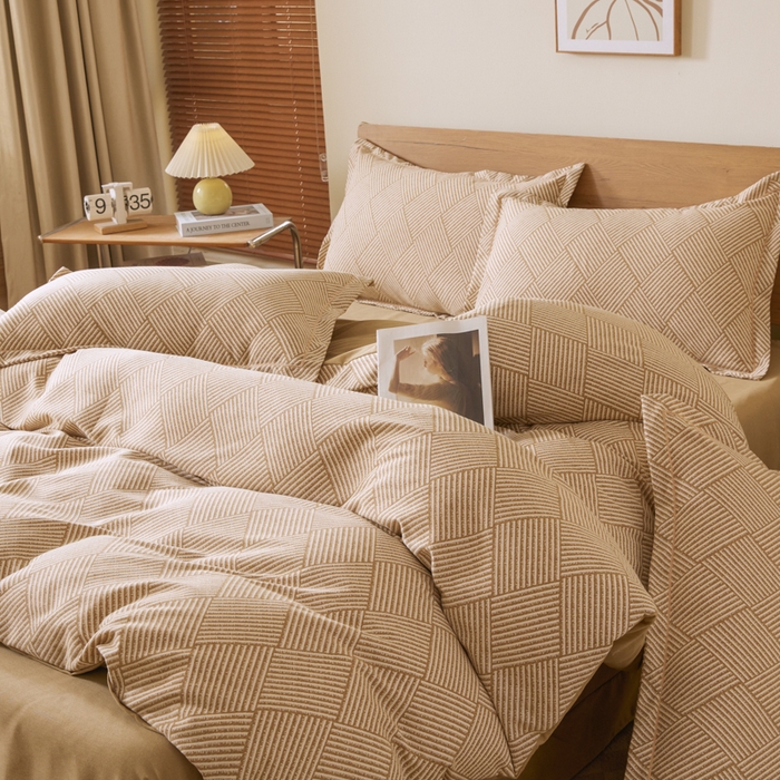 91家纺网 家纺一手货源 找家纺 大吉  2024新款加厚喷气全棉磨毛被套 菱格