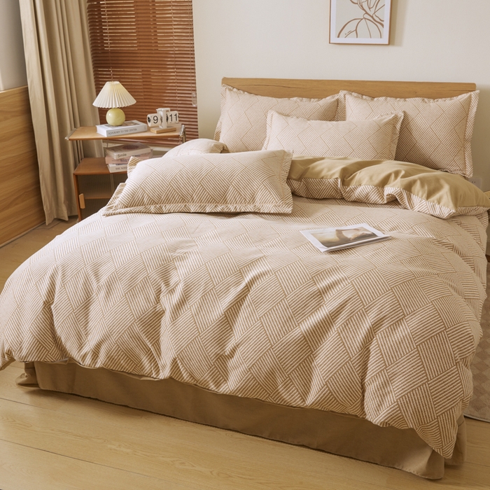 91家纺网 家纺一手货源 找家纺 大吉  2024新款加厚喷气全棉磨毛被套 菱格