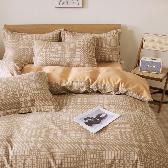 91家纺网 家纺一手货源 找家纺 大吉  2024新款加厚喷气全棉磨毛被套 千鸟格