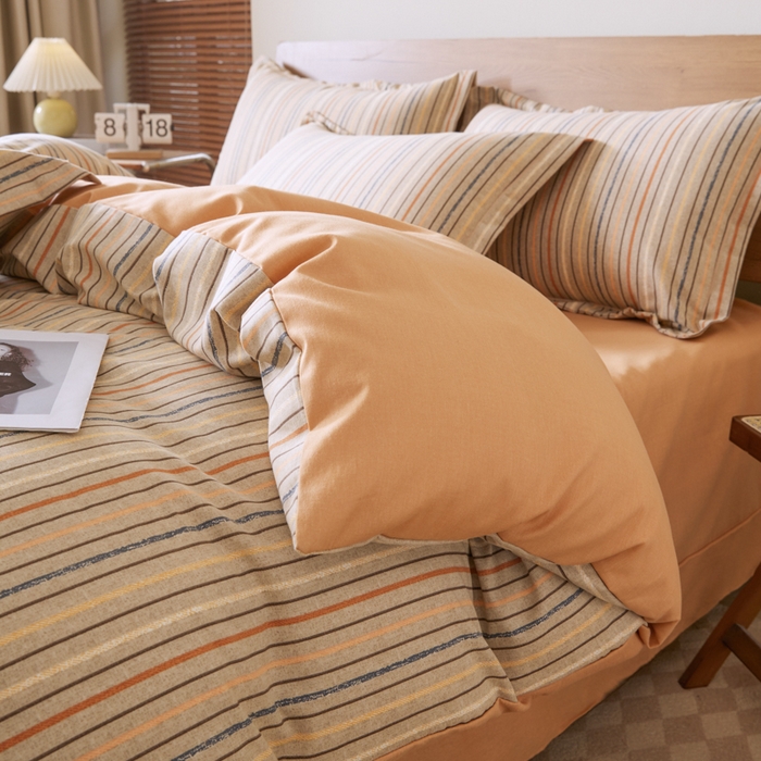 91家纺网 家纺一手货源 找家纺 大吉  2024新款加厚喷气全棉磨毛被套 星晴-橙