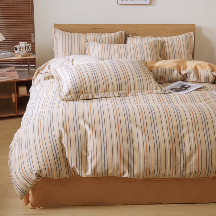 91家纺网 家纺一手货源 找家纺 大吉  2024新款加厚喷气全棉磨毛被套 星晴-橙