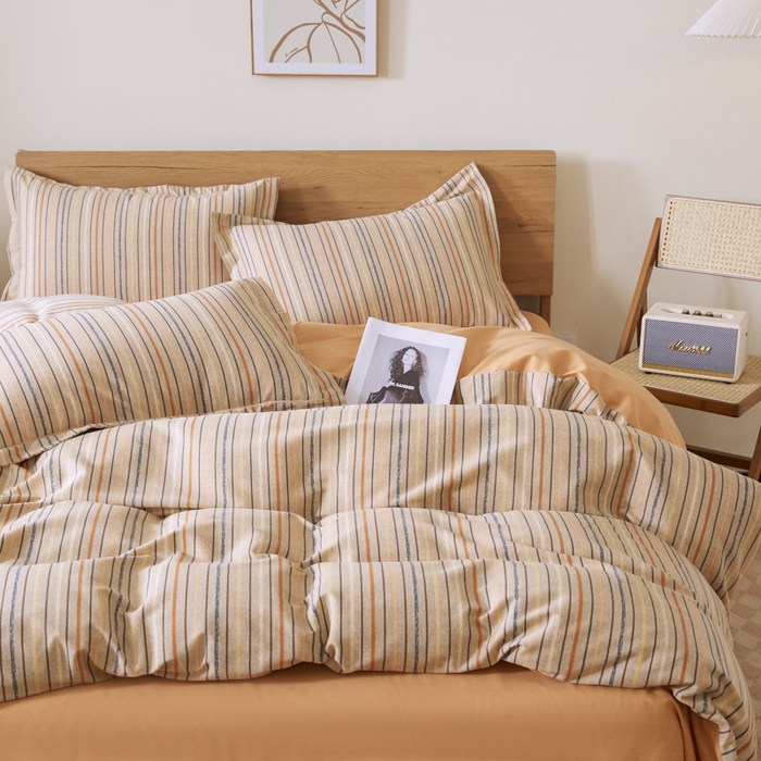 91家纺网 家纺一手货源 找家纺 大吉  2024新款加厚喷气全棉磨毛被套 星晴-橙