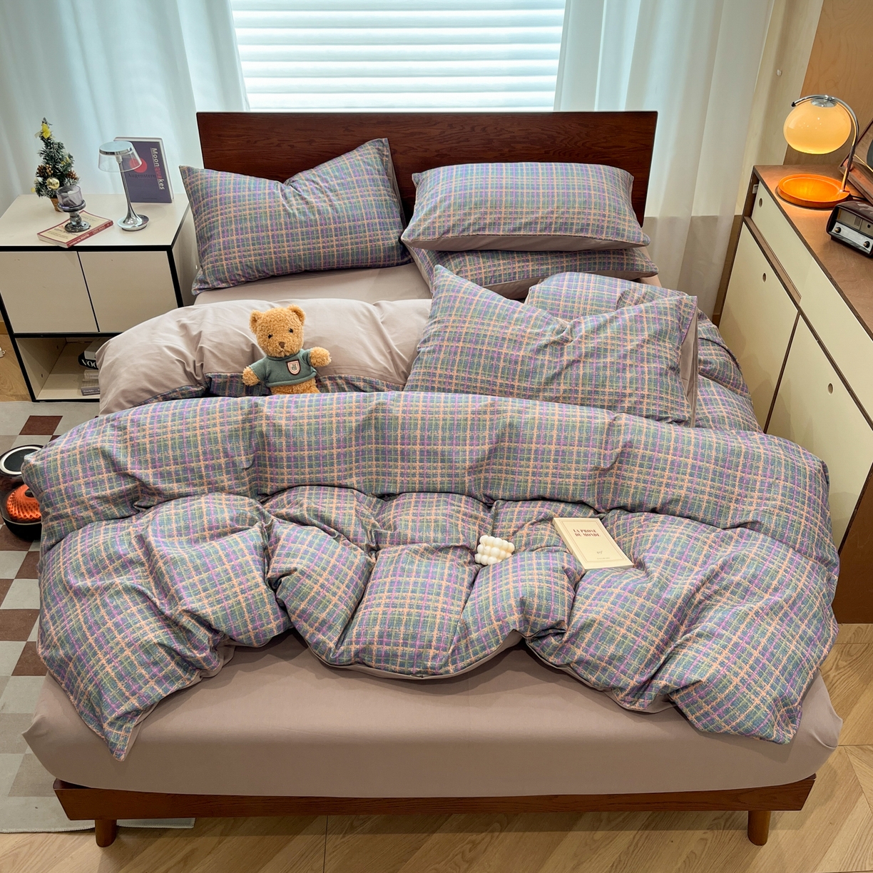 91家纺网 家纺一手货源 找家纺 小叮当家纺仓储工厂店 2025新款提供买家秀爆款花型不断货美拉德卡通全棉纯棉磨毛四件套 邂逅-紫