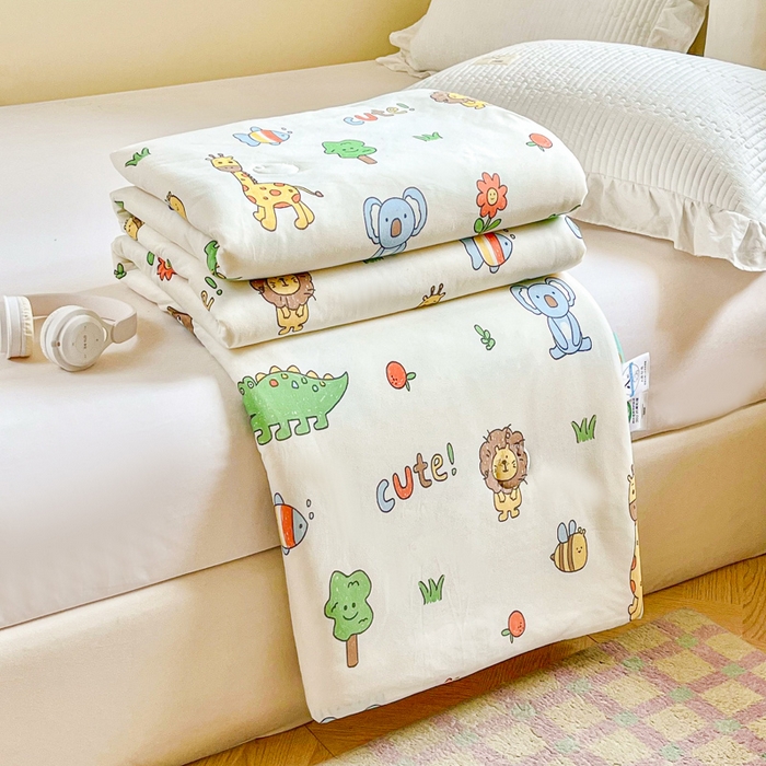 小叮当家纺仓储工厂店 2025年新款A类母婴级宝宝被子豆豆绒牛奶针织棉被子儿童被子豆豆被大豆被春秋 牛奶针织被-狮子派对