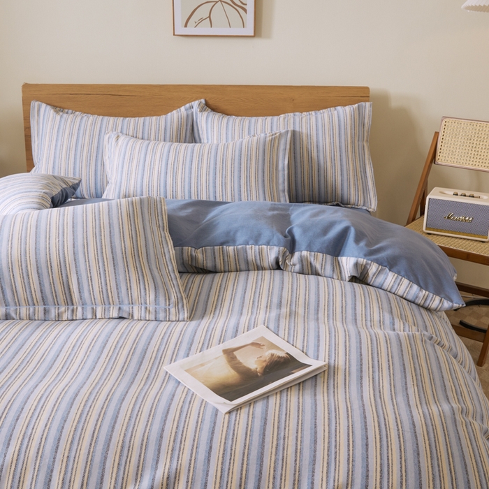 91家纺网 家纺一手货源 找家纺 大吉  2024新款加厚喷气全棉磨毛被套 星晴-蓝