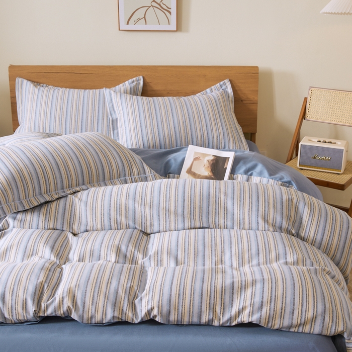 91家纺网 家纺一手货源 找家纺 大吉  2024新款加厚喷气全棉磨毛被套 星晴-蓝