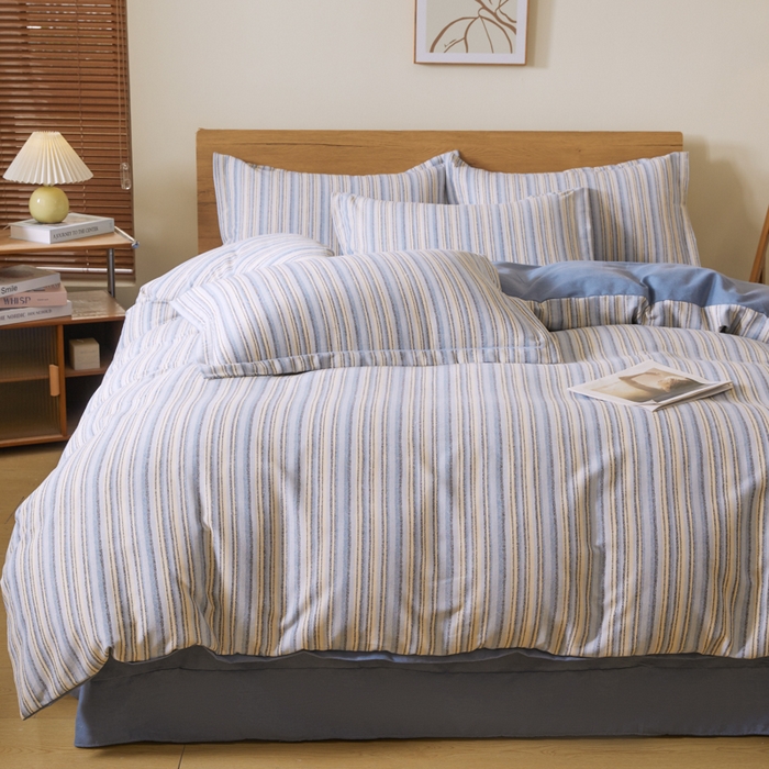 91家纺网 家纺一手货源 找家纺 大吉  2024新款加厚喷气全棉磨毛被套 星晴-蓝