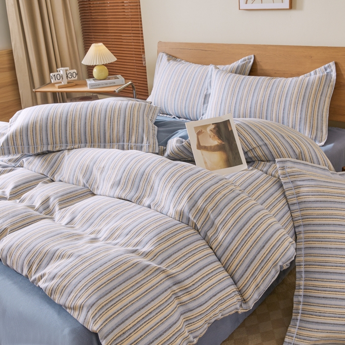 91家纺网 家纺一手货源 找家纺 大吉  2024新款加厚喷气全棉磨毛被套 星晴-蓝