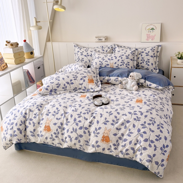 91家纺网 家纺一手货源 找家纺 大吉  2024新款加厚喷气全棉磨毛被套 元气小兔