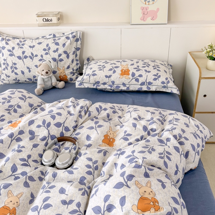 91家纺网 家纺一手货源 找家纺 大吉  2024新款加厚喷气全棉磨毛被套 元气小兔