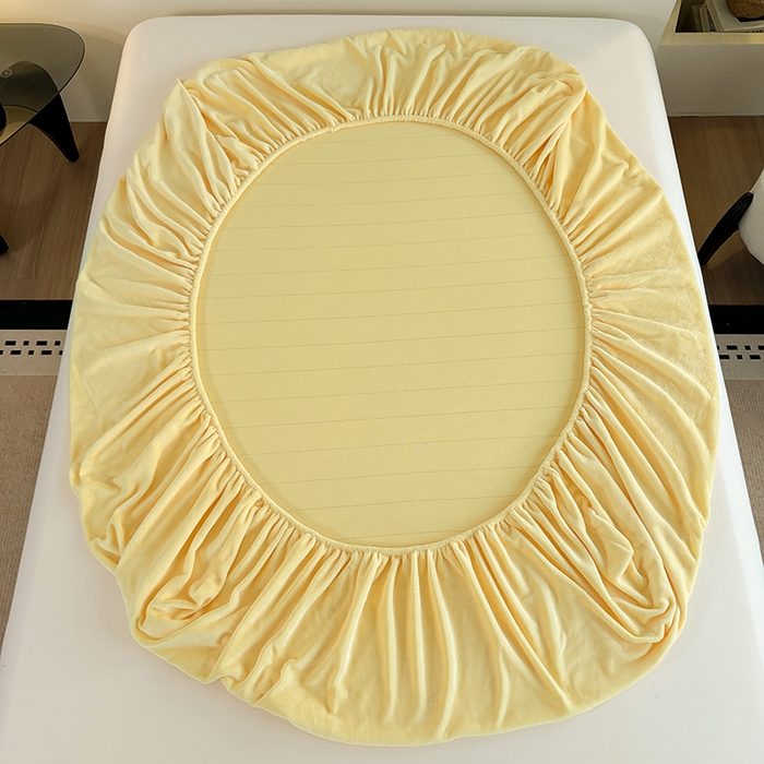 91家纺网 家纺一手货源 找家纺 卢赛尔 2025新款230g高克重纯色牛奶绒床笠单品-米兰系列 米兰-柠檬黄