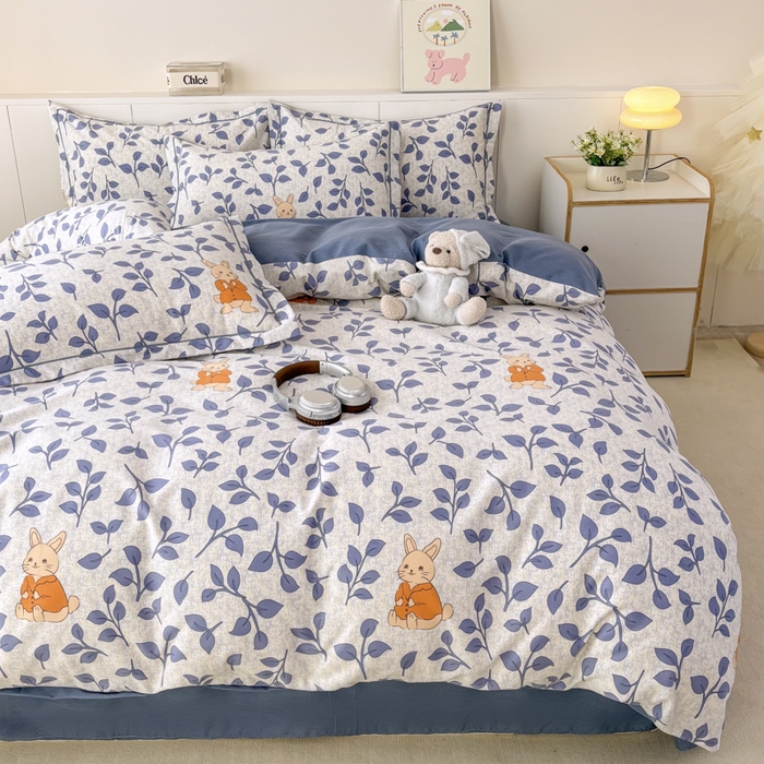 91家纺网 家纺一手货源 找家纺 大吉  2024新款加厚喷气全棉磨毛被套 元气小兔