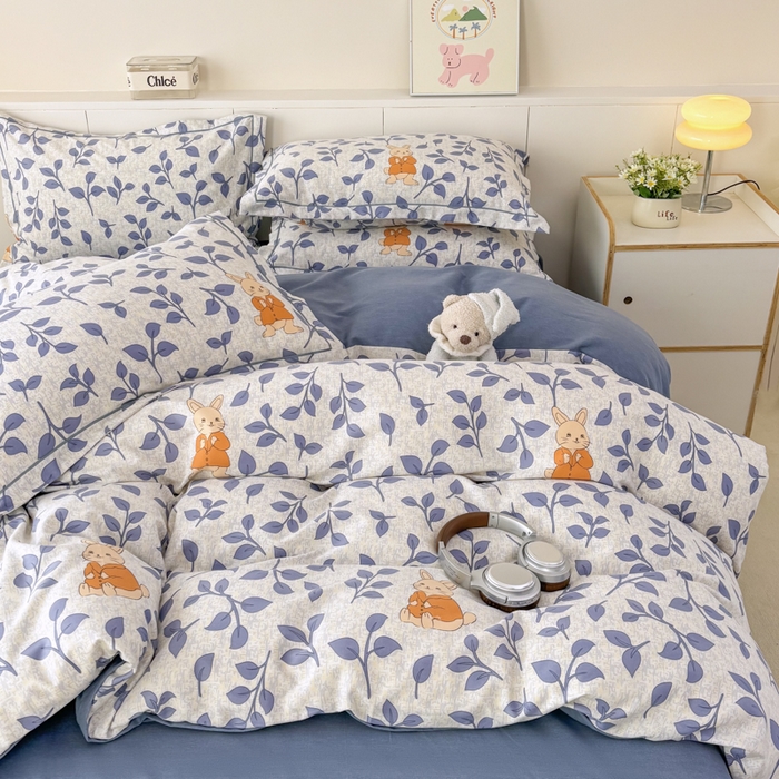 91家纺网 家纺一手货源 找家纺 大吉  2024新款加厚喷气全棉磨毛被套 元气小兔