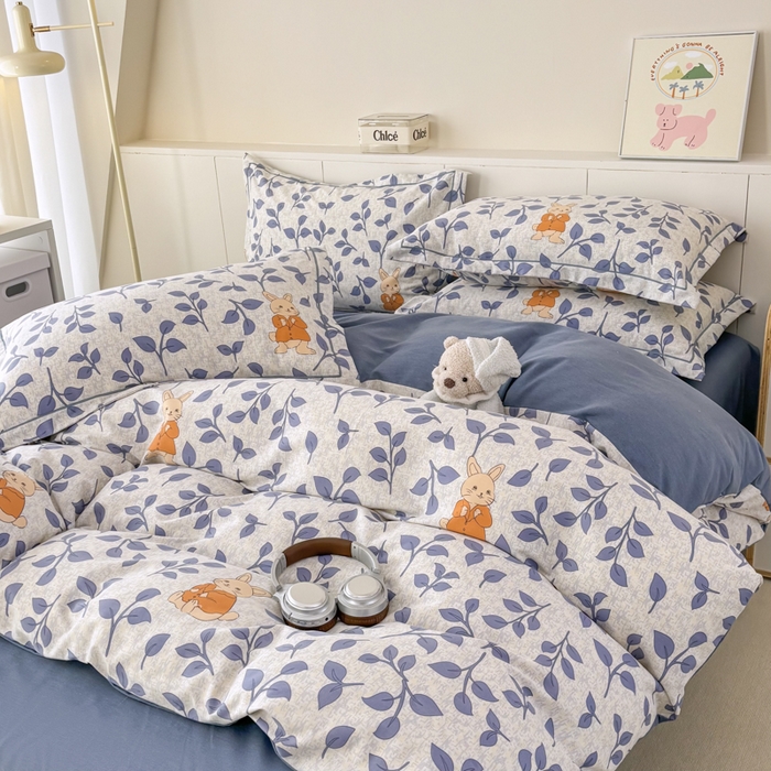 91家纺网 家纺一手货源 找家纺 大吉  2024新款加厚喷气全棉磨毛被套 元气小兔