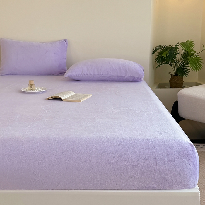 卢赛尔 2025新款230g高克重纯色牛奶绒床笠单品-米兰系列 米兰-海棠紫