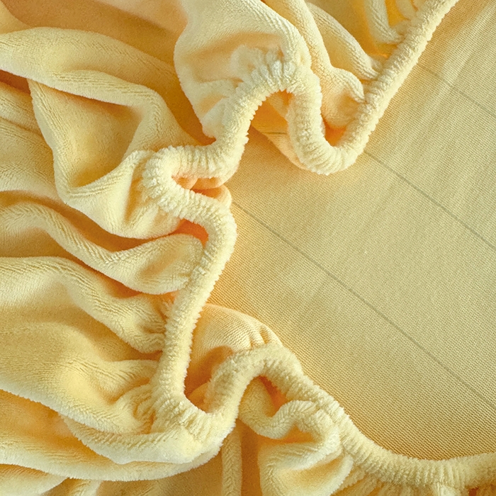 91家纺网 家纺一手货源 找家纺 卢赛尔 2025新款230g高克重纯色牛奶绒床笠单品-米兰系列 米兰-柠檬黄